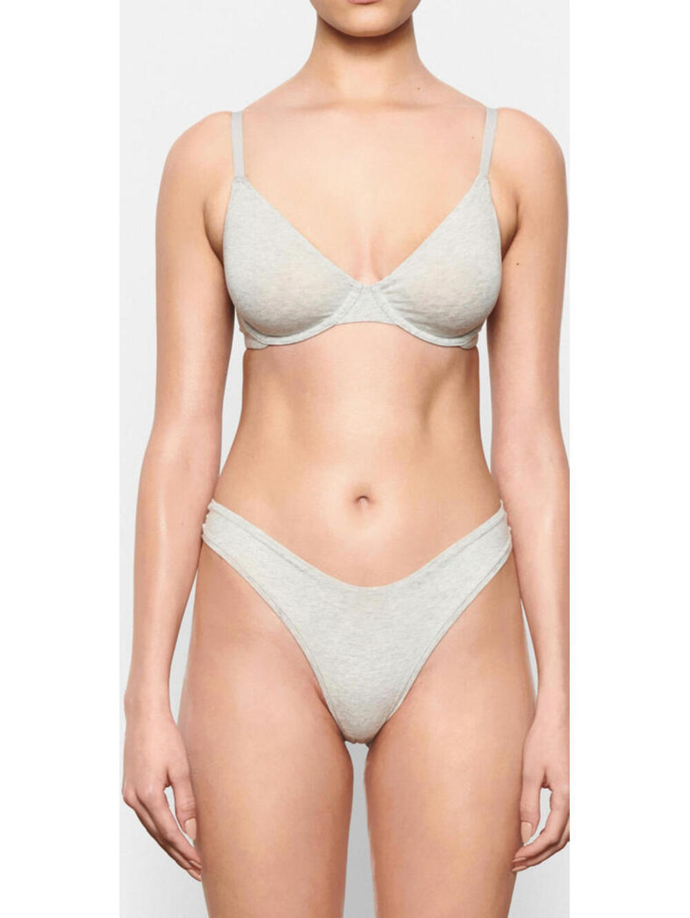 Skims Cotton Jersey T-Shirt Bra Color Light Heather Grey Size 40DDD